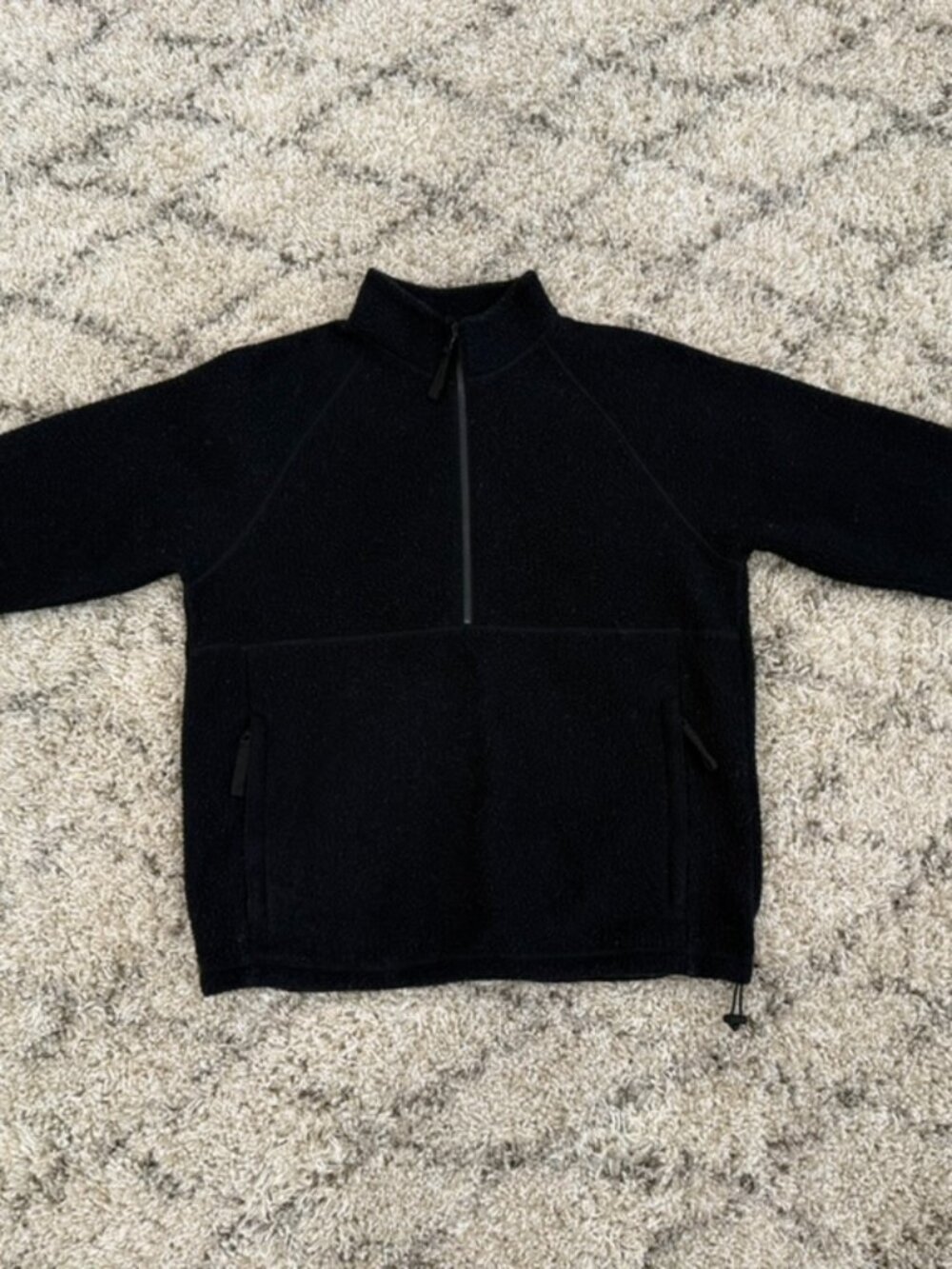 Everlane Men's Navy ReNew Fleece Quarter Zip Jacket - Medium